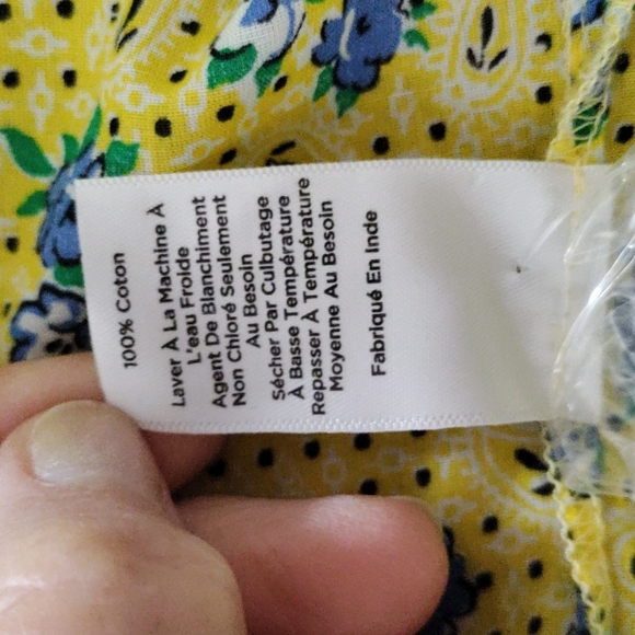 12533 Talbots yellow w/blue flowers 1/2 button cotton blouse PXL - Picture 11 of 11